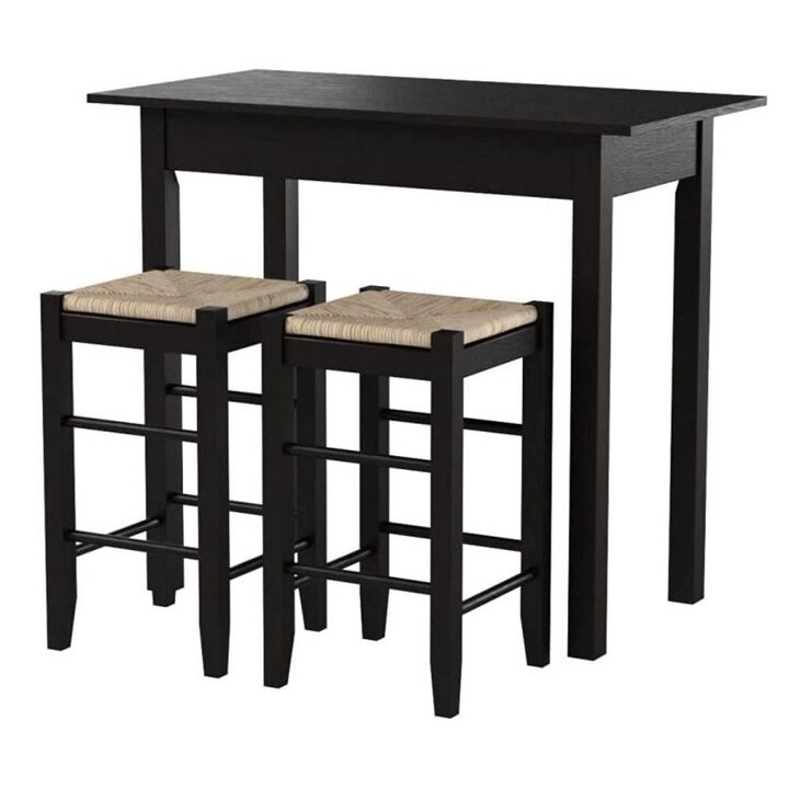 Hivvago 3 Piece Espresso Dining Set with Table and 2 Backless Stools