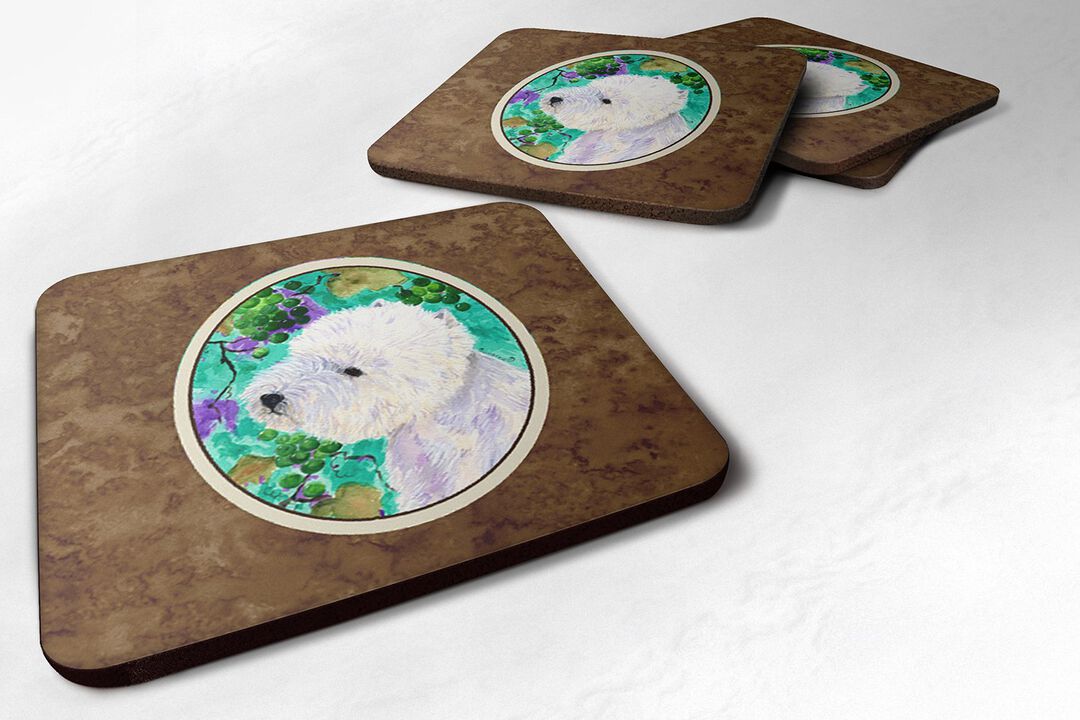 Caroline's Treasures SS1064FC Westie Foam Coasters (Set of 4), 3.5 H x 3.5 W, Multicolor