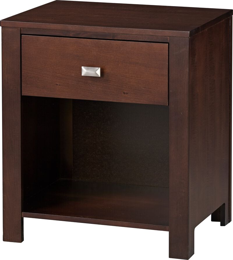 Riva One Drawer Nightstand in Chocolate Brown