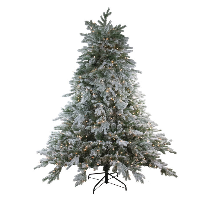 9' Pre-Lit Full Frosted Butte Fir Artificial Christmas Tree - Clear Lights