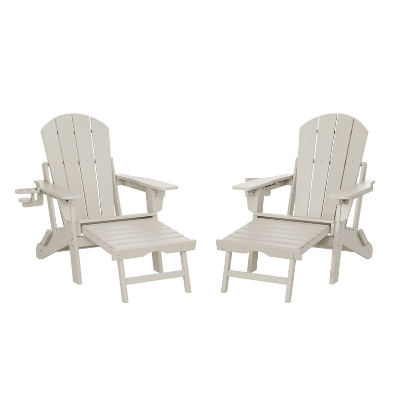 WestinTrends Folding Adjustable Adirondack Chair with Retractable Ottoman and Cup Holder (Set of 2) image number 0