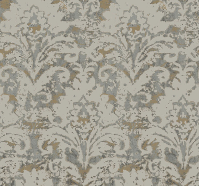 Velvet Crush Damask Taupe & Gold Wallpaper