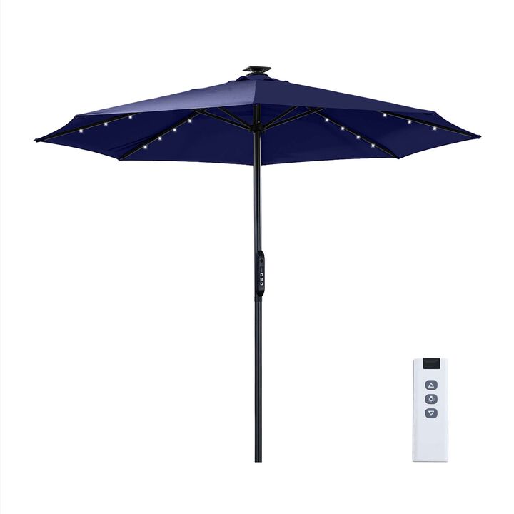 Mondawe 10FT LED Light Market Umbrella One-Touch Electric Patio Umbrella with Remote, Tan