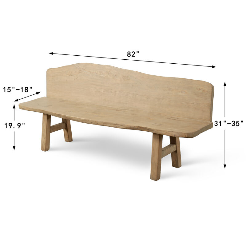 Vintage Elm Entryway Bench in Weathered Natural image number 2