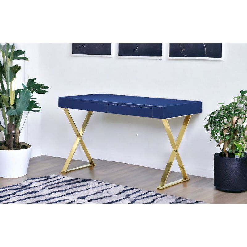 Pangea Home Gold Alexa Desk Navy & Gold Combo