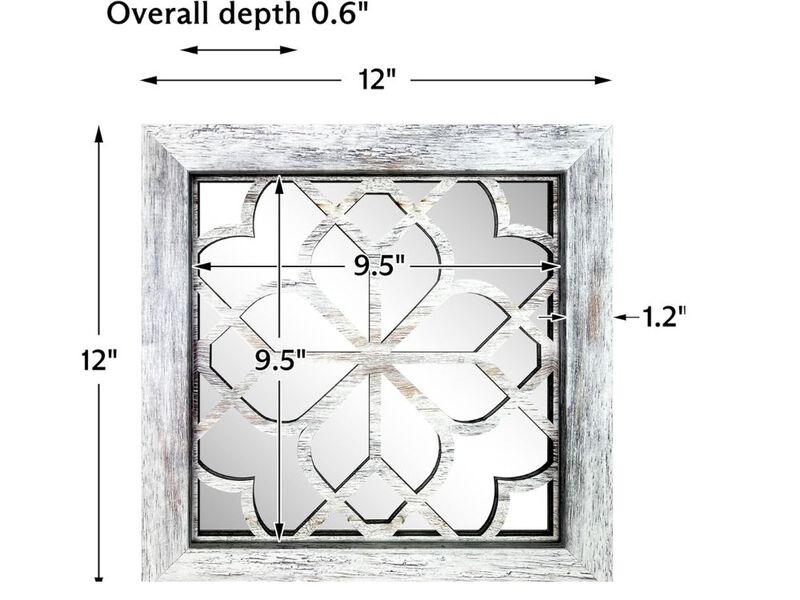 Boho Square Wall Mirror Set &ndash; 2 Grey 12" Rustic Handcrafted Panels