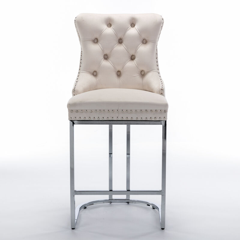 Streamdale 2-Pack Modern Velvet Bar Stools with Metal Legs