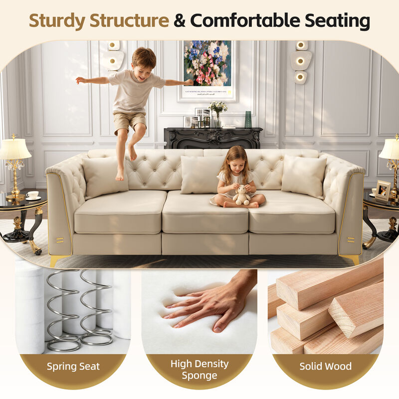 Wotvo 81.5" 3-Seater Modular Chesterfield Sofa image number 6