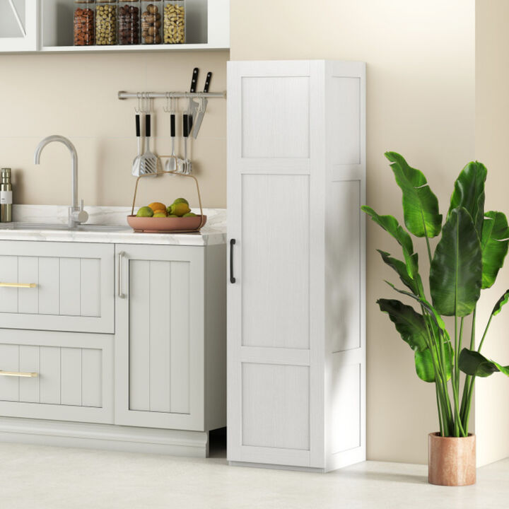 White Tall Storage Cabinet with 4 Shelves for Bathroom Living Room