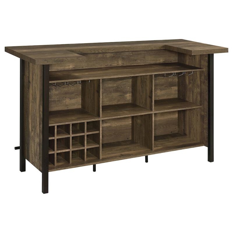 Coaster Co. of America Bellemore Freestanding Home Bar Wine Cabinet Rustic Oak