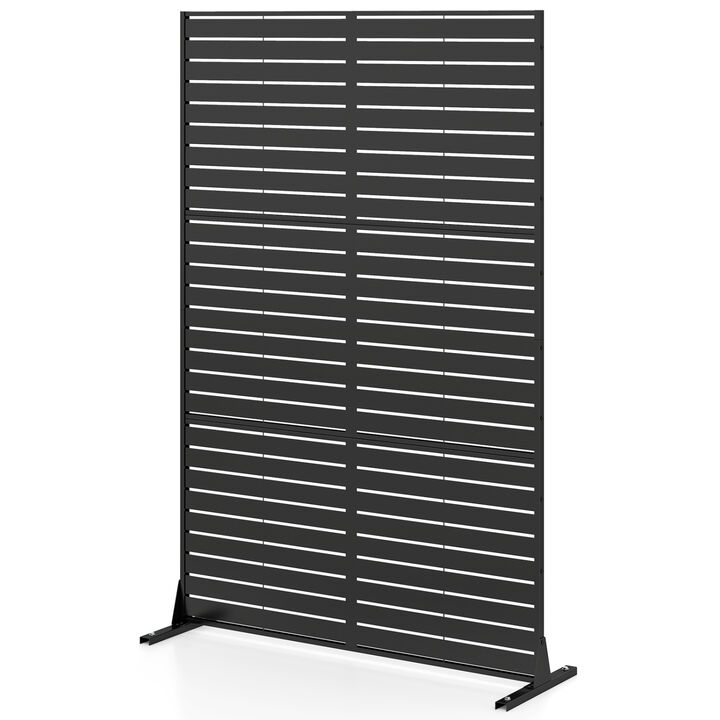 Outdoor Privacy Decorative Divider Screen Panel with Stand and Expansion Bolts for Garden Patio-Black