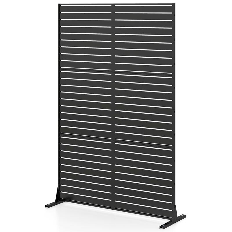 Outdoor Privacy Decorative Divider Screen Panel with Stand and Expansion Bolts for Garden Patio-Black image number 0