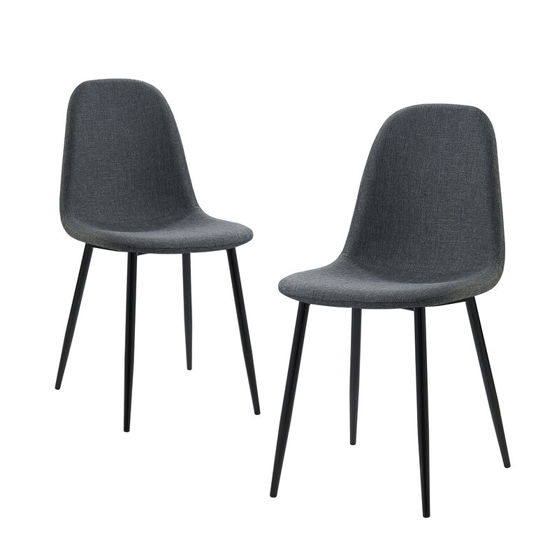 Minimalista Fabric Dining Chair with Black Metal Legs, Set of 2, Black/Gray image number 0