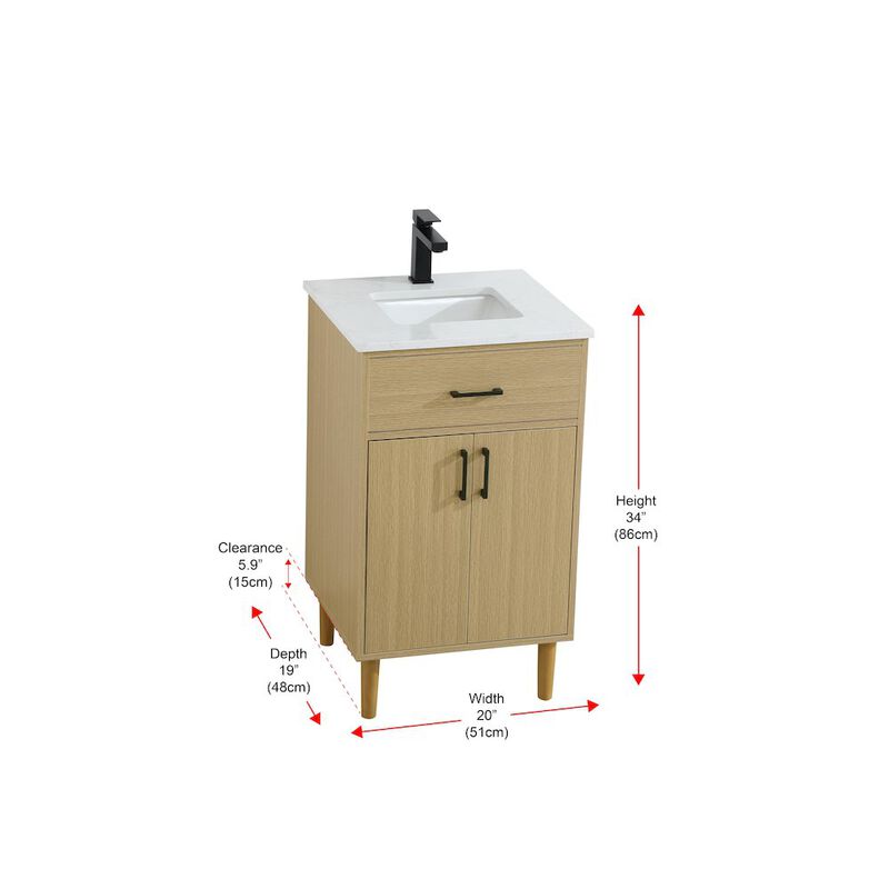 Elegant Kitchen and Bath Chandler 20 Inch Single Bathroom Vanity In Honey Brown