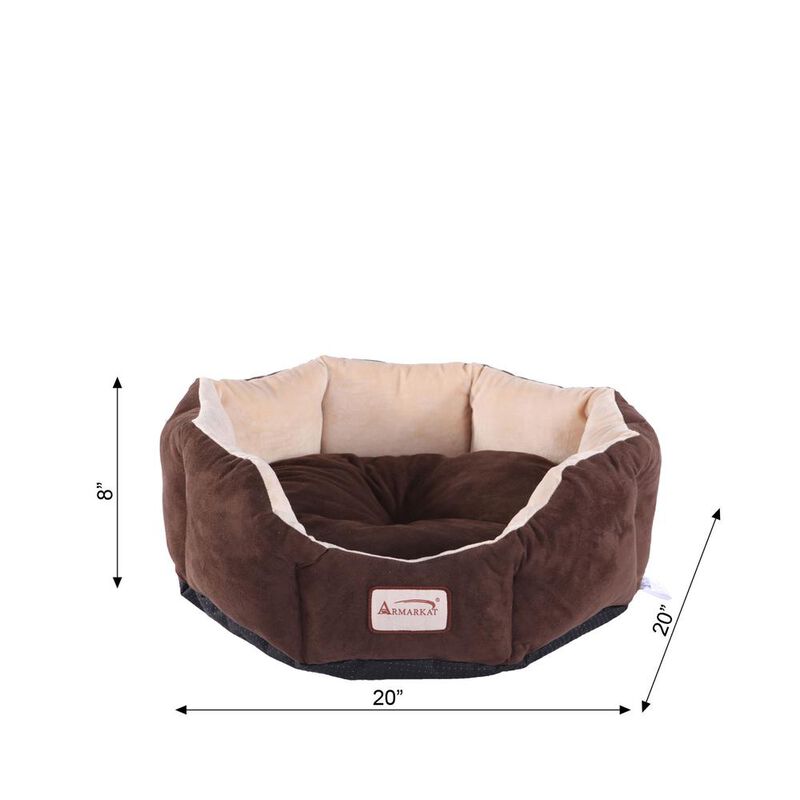 Armarkat Pet Bed With Polyfill In Beige & Mocha For Cats And Extra Small Dogs