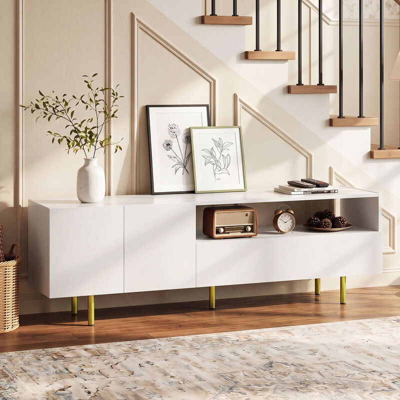 Modern Entertainment Center TV Stand with Storage Cabinet and Metal Legs image number 4