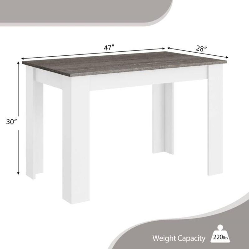 Hivvago 47-inch Kitchen Dining Table or Computer Desk in White Light Grey Wood Finish