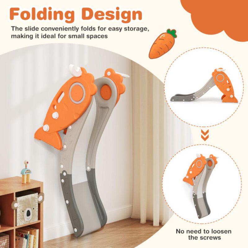 Hivvago 4 in 1 Indoor Slide for Kids Age 3+ Years with Basketball Hoop and Rings