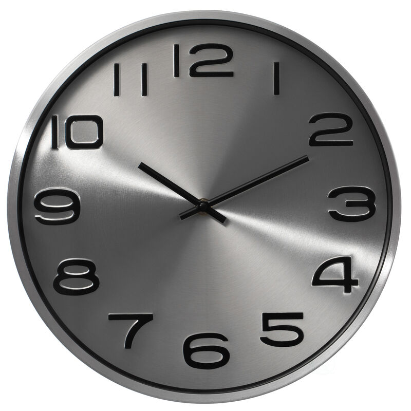 Aluminum Round Wall Clock - Modern Decor for Living Room, Kitchen, or Dining Room - 12 in Decorative Timepiece with Sleek Design - Large Round Clock for Home - Silent Ticking, Battery Operated, Silver