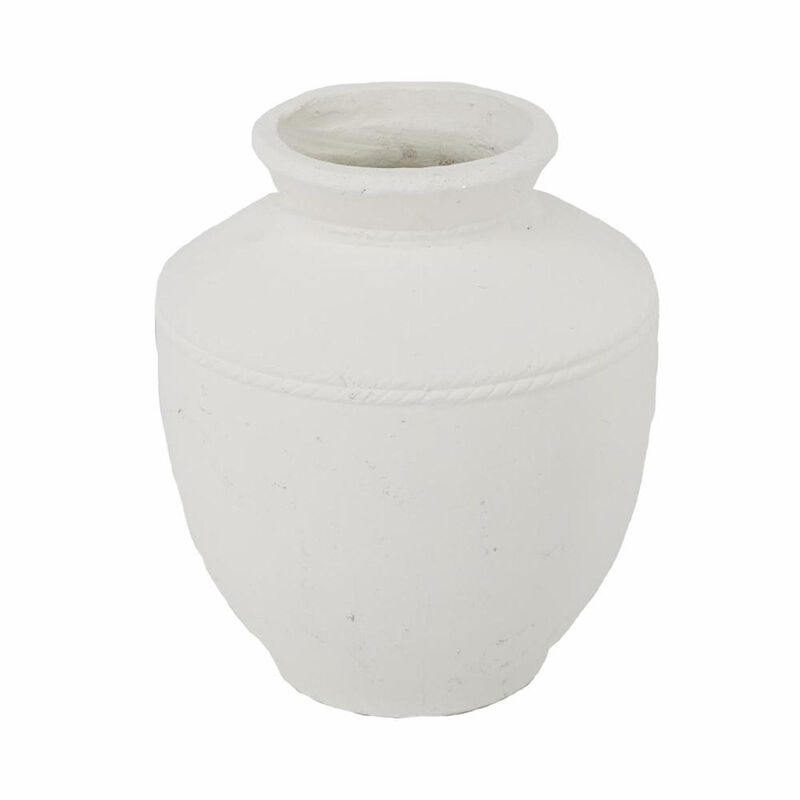 HomeRoots 16" White Terracotta Round Jug Vase image number 2