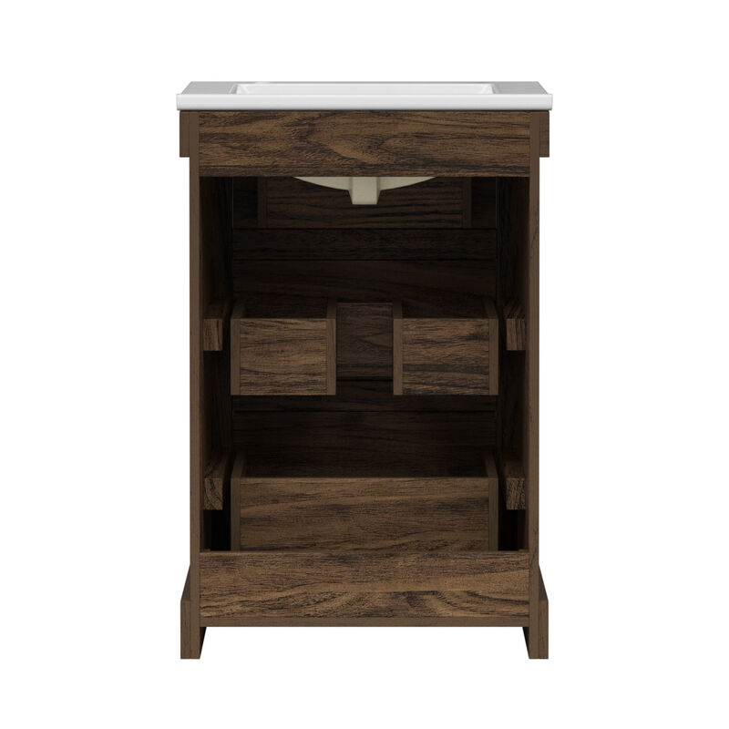 Donovan 24" Single Bathroom Vanity with Two Drawers, Walnut image number 3