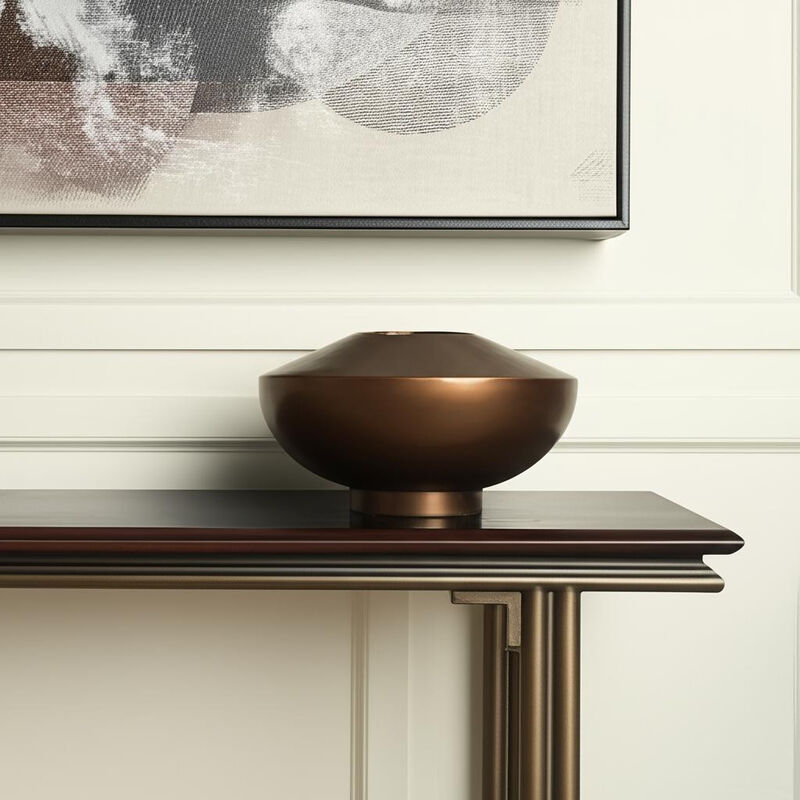 HomeRoots 6" Antiqued Bronze Metal Table Vase image number 1