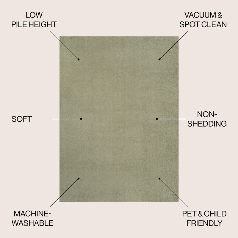 Twyla Classic Solid Low-Pile Machine-Washable Area Rug