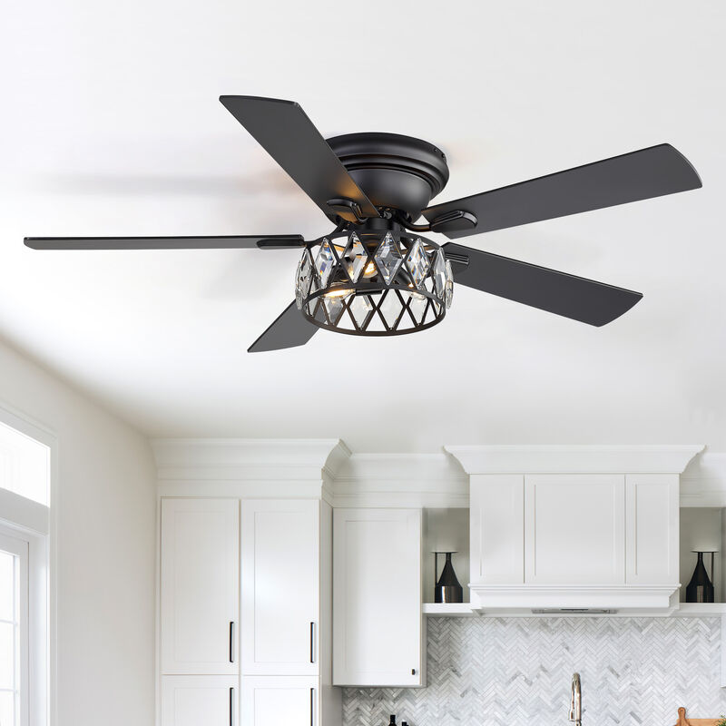Breezary 52" Flush Mount Ceiling Fan with Light, 5 Plywood Blades, E12 3 Light, 6 Speeds, Remote image number 8