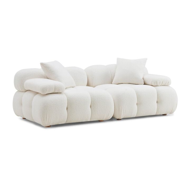 Casafoyer Calliope Cream Vegan Shearling Modular Loveseat