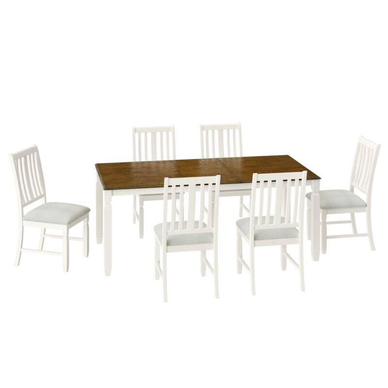 Wevelk Farmhouse 7‑Piece Extendable Dining Table Set image number 8