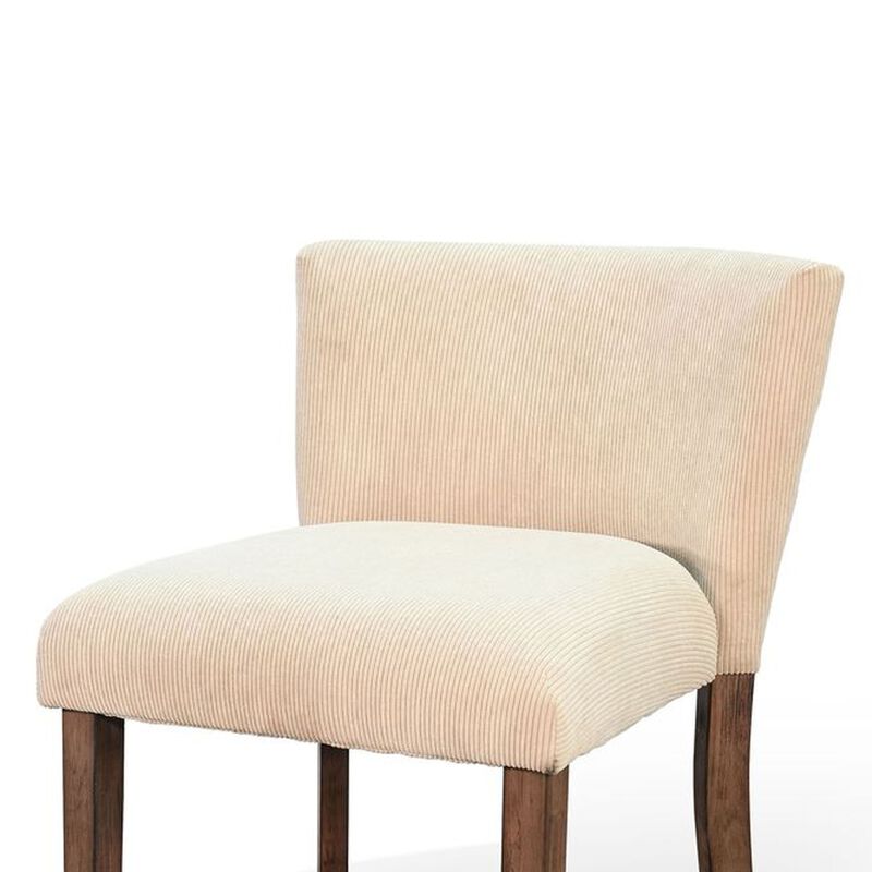 Giby Counter Stool Chair Set of 2, Beige, Dark Brown Solid Mahogany image number 3