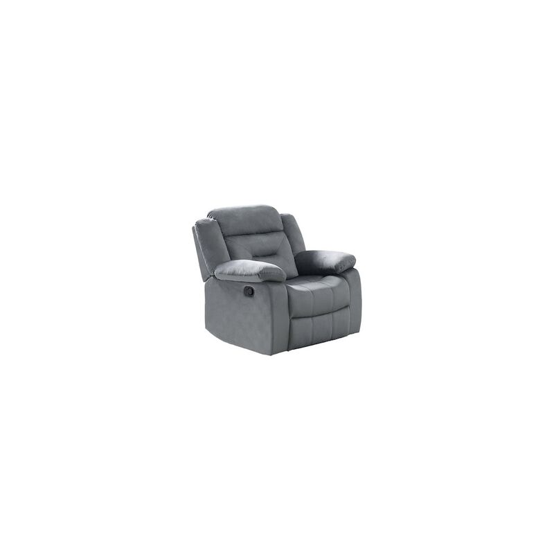 Poundex Dark Gray Velvet Manual Recliner