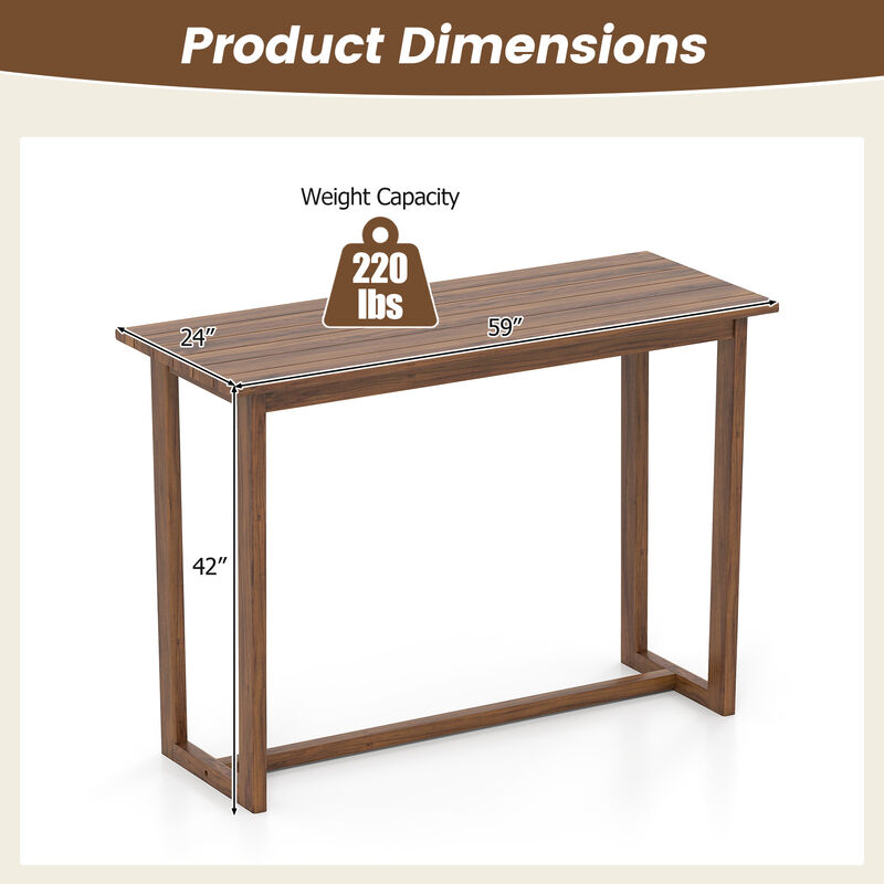 Outdoor Bar Table with Slatted Surface for Garden or Deck-Natural image number 2