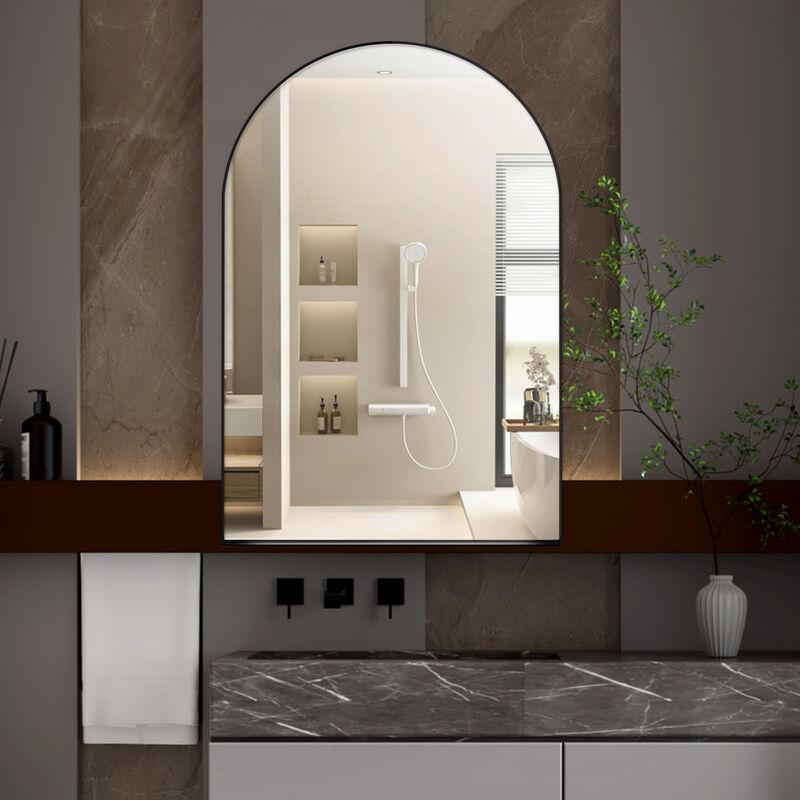 ELEMENT ACE 24x36 Inch Arched Recessed Medicine Cabinet with Adjustable Shelves and Metal Frame image number 3
