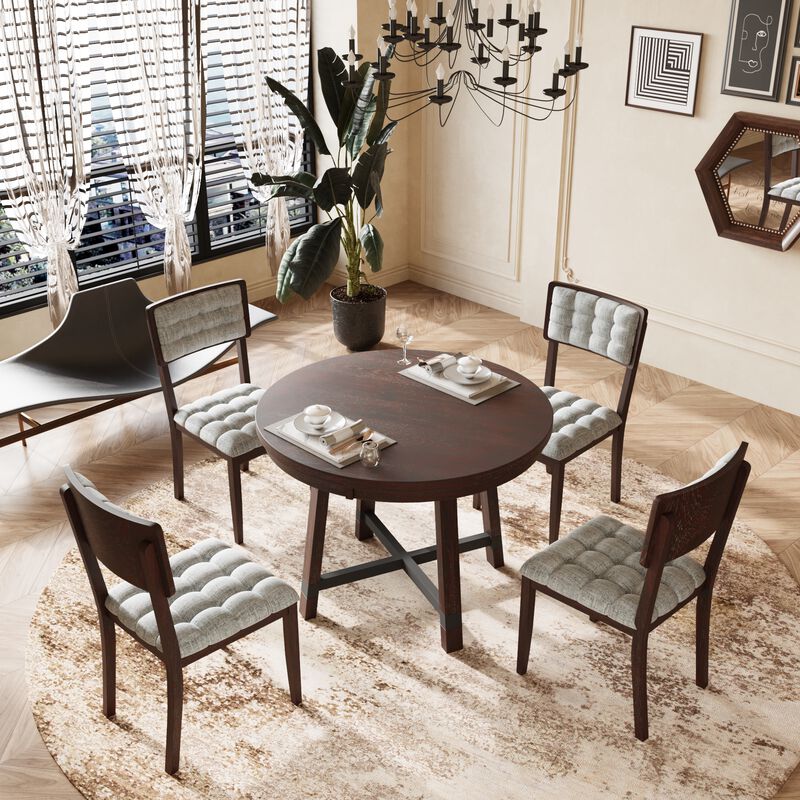 Merax Rustic 42inch Round Table Chairs Dining Set