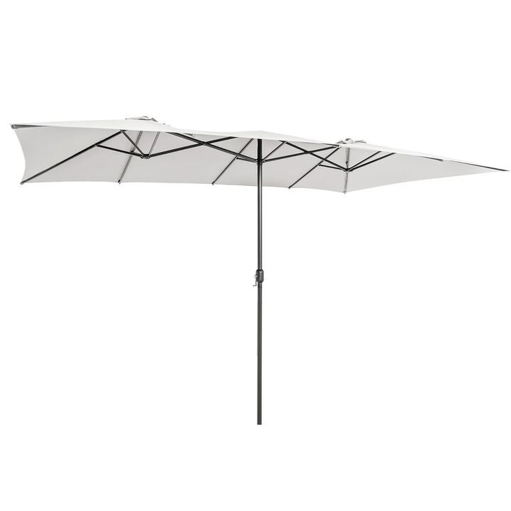 Mondawe 15 Feet Double-Sized Patio Umbrella with Crank Handle and Vented Tops
