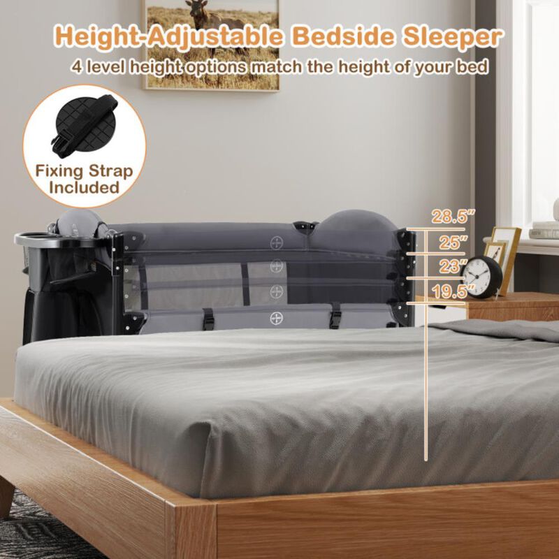 Hivvago Foldable Baby Bassinet with 4 Adjustable Heights Changing Table and Mattress