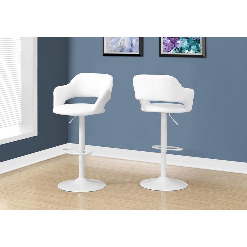 Bar Stool, Swivel, Bar Height, Adjustable, White
