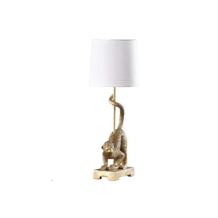 ELEMENT ACE 24 Inch Decorative Polyresin Table Lamp with Cotton Linen Semi Drum Shade for Living Room Bedroom Office Accent Lighting Home Decor
