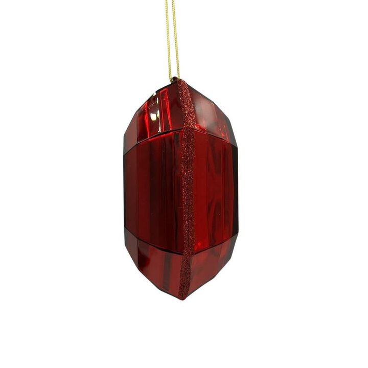 Vickerman 6" Red Square Jewel Glitter Ornament. 2 Pieces per Bag.