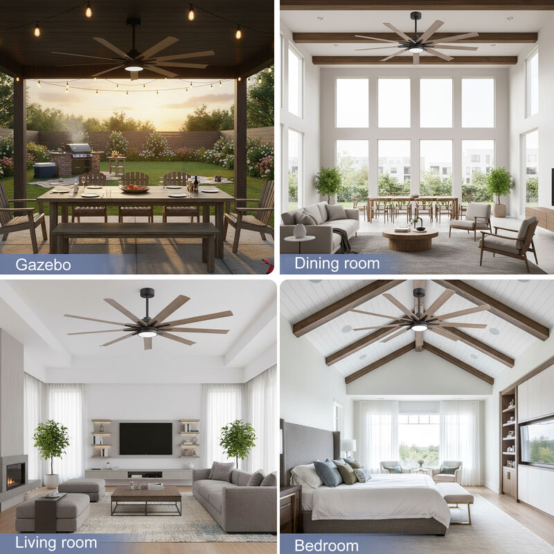 Breezary 65" LED Ceiling Fan with Light, DC Motor, 6-Speed Remote, Reversible, Quiet, 9 ABS Blades, 3CCT, Memory Function image number 5