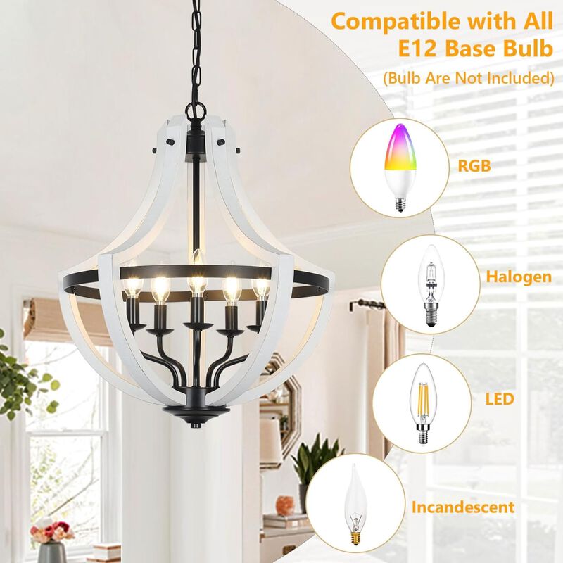 ELEMENT ACE 5-Light Adjustable Chandelier Pendant or Flush Mount Ceiling Light Fixture for Dining Room Kitchen Island Living Room Foyer Entryway Bedroom image number 4