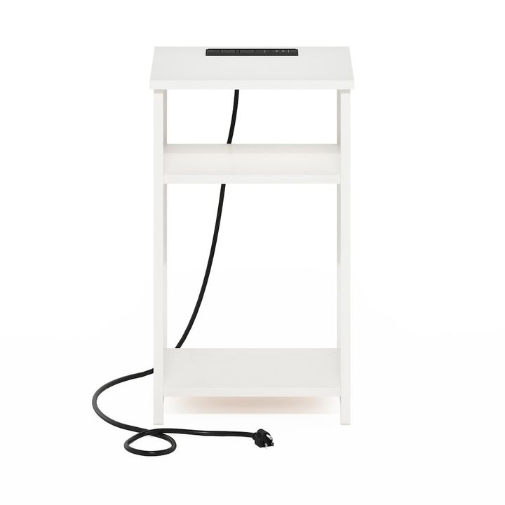 3-Tier USB and Type-C Charging Port Open Storage Side Table with Metal Frame