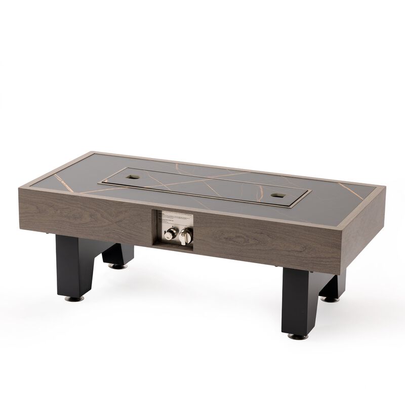 Mondawe 42 Inch Modern Propane Fire Pit Table With Waterproof Cover & Stainless Steel Burner