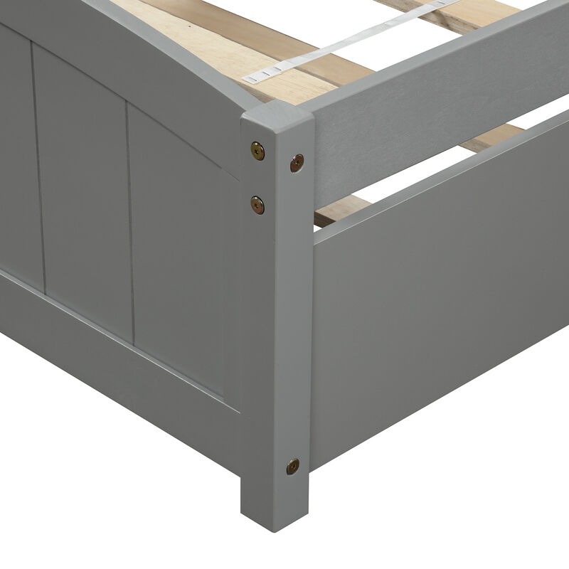 Whisen Modern Design Twin Size Platform Bed with Trundle - White