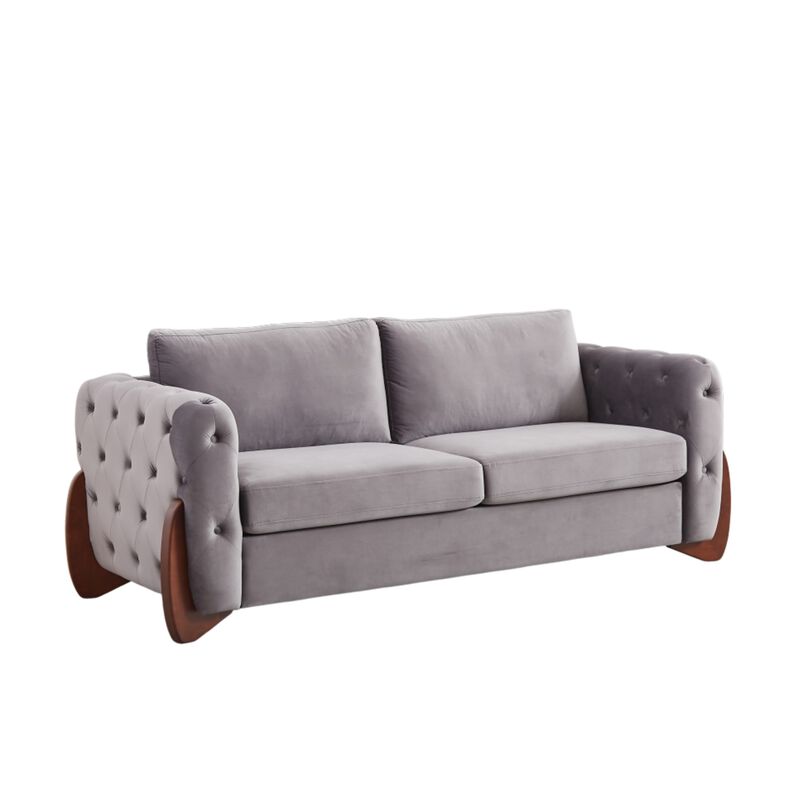Rodcaf Mid‑Century Modern Button Tufted Velvet 3‑Seat Sofa image number 0
