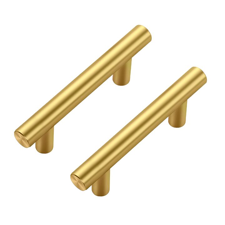JOY DECOR 60 Pack Cabinet Handles, Gold Cabinet Pulls, 2-1/2 in Hole Center Kitchen Cabinet Handles, Stainless Steel T Bar Handl