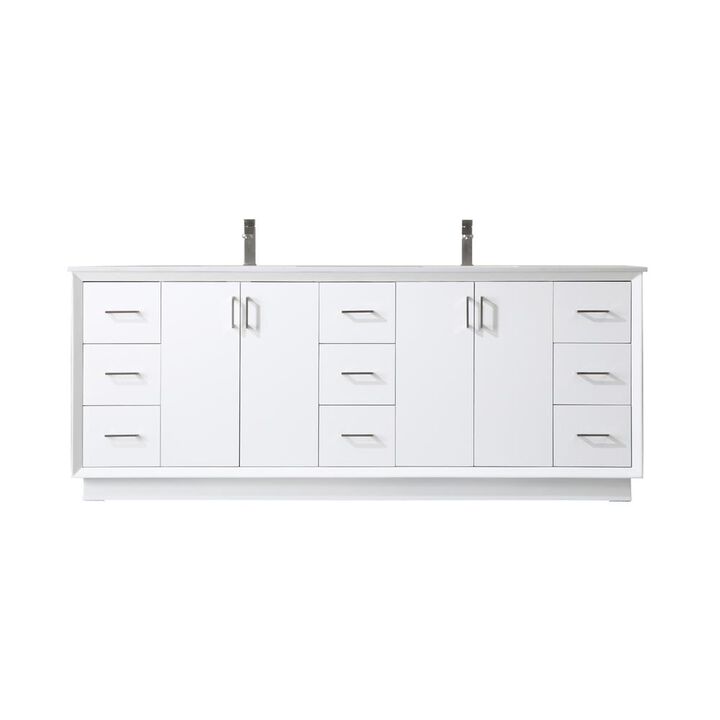 Elegant Kitchen and Bath 84 Inch Double Bathroom Vanity In White