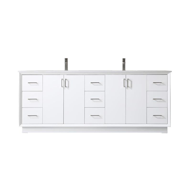 Elegant Kitchen and Bath 84 Inch Double Bathroom Vanity In White