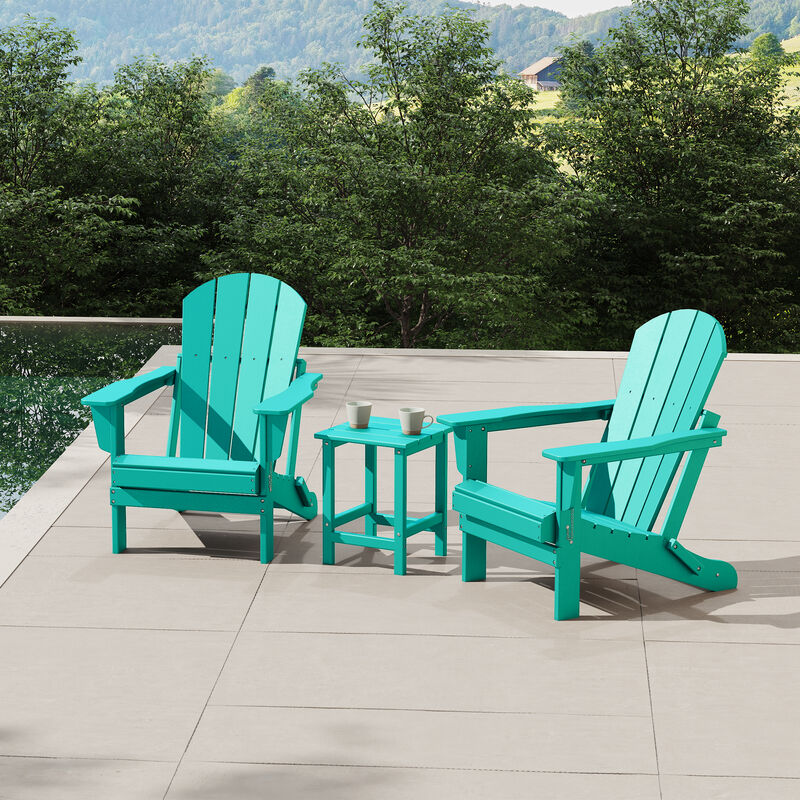 WestinTrends 3-Piece set Outdoor / Patio Poly Adirondack chair set with a side table ( 2 seater )